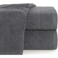 Eurofirany Luxe Badhanddoek LARI 70x140cm Staalgrijs 500g/m² met Borduursel