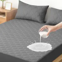 Famanu – Matrasbeschermer 180 x 200 cm, waterdichte matrasbeschermer met elastiek, hypoallergeen tot 30 cm, anti-allergie, zacht en ademend, grijs
