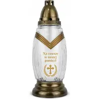 Ral Glazen Znicz 30 cm Goud met Kruis & Inzet - Elegante Herdenking