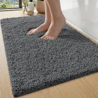 Famanu – Extra dikke badmat van 50 x 80 cm, waterabsorberende en antislip badmat voor badkamer, bad en douche, grijs