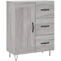 vidaXL Dressoir 69,5x34x90 cm bewerkt hout grijs sonoma eikenkleurig