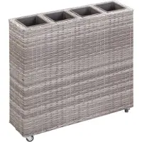 vidaXL Plantenbak verhoogd met 4 potten 80x22x79 cm poly rattan grijs