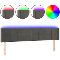 vidaXL Hoofdbord LED 163x16x78/88 cm fluweel donkergrijs