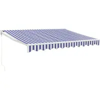 vidaXL Luifel uittrekbaar 3x2,5 m stof en aluminium blauw en wit