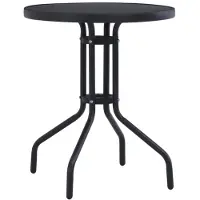 vidaXL Tuintafel 80 cm staal en glas zwart