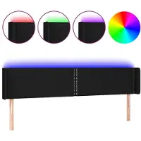 vidaXL Hoofdbord LED 203x16x78/88 cm stof zwart