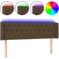 vidaXL Hoofdbord LED 163x16x78/88 cm stof donkerbruin