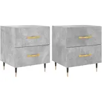 vidaXL Nachtkastjes 2 st 40x35x47,5 cm bewerkt hout betongrijs