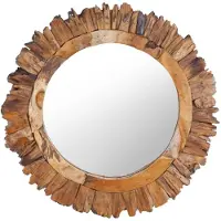 vidaXL Wandspiegel rond 60 cm teakhout