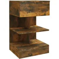 vidaXL Nachtkastje 40x35x65 cm bewerkt hout gerookt eikenkleurig