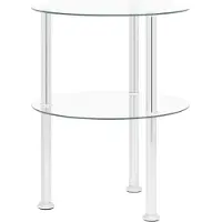 vidaXL Bijzettafel 2-laags 38 cm gehard glas transparant