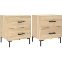 vidaXL Nachtkastjes 2 st 40x35x47,5 cm bewerkt hout sonoma eikenkleur