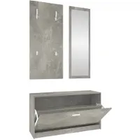 vidaXL Schoenenkastset 3-in-1 bewerkt hout betongrijs