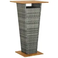 vidaXL Bartafel 60x60x110 cm poly rattan en massief acaciahout grijs
