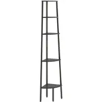 vidaXL Hoekrek met 5 planken, zwart, 45,5 x 31,5 x 180 cm