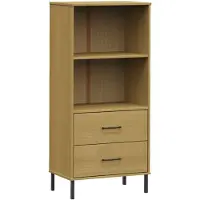 vidaXL Boekenkast met 2 lades OSLO 60x35x128,5 cm massief hout bruin