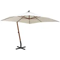 vidaXL Zweefparasol met houten paal 300x300 cm wit online kopen