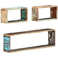vidaXL 3-delige Wandschappenset kubus massief gerecycled hout
