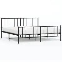 vidaXL Bedframe met hoofdeinde en voeteneinde, metaal, zwart, 193x203 cm