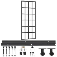 vidaXL Schuifdeur met beslag 76x205 cm aluminium en ESG-glas