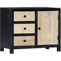 vidaXL Bijzetkast handgesneden 75x35x60 cm massief mangohout grijs