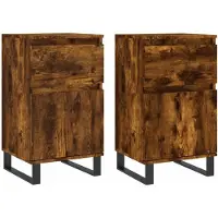 vidaXL Dressoirs 2 st 40x35x70 cm bewerkt hout gerookt eikenkleurig