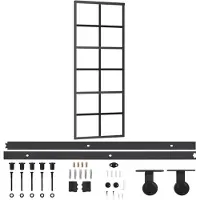 vidaXL Schuifdeur met beslag 76x205 cm aluminium en ESG-glas