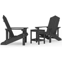 vidaXL Adirondack tuinstoelen met tafel, HDPE, antraciet