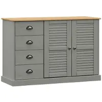 vidaXL Dressoir met lades VIGO 113x40x75 cm massief grenenhout grijs