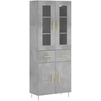 vidaXL Hoge kast 69,5x34x180 cm bewerkt hout betongrijs