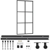 vidaXL Schuifdeur met beslag 102x205 cm aluminium en ESG-glas