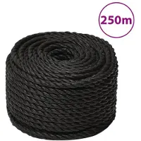 vidaXL Werktouw 16 mm 250 m polypropeen zwart