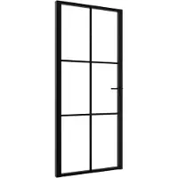 vidaXL Binnendeur 93x201,5 cm ESG-glas en aluminium zwart