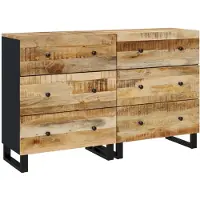 vidaXL Dressoirs 2 st 60x33x75 cm ruw mangohout
