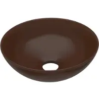 vidaXL Wastafel rond keramiek donkerbruin