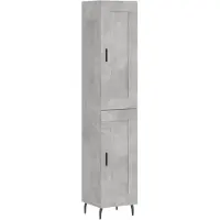 vidaXL Hoge kast, betonkleur, 34,5 x 34 x 180 cm, houtvezelplaat