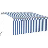 vidaXL Luifel handmatig uittrekbaar rolgordijn LED 3x2,5 m blauw wit
