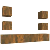 vidaXL 6-delige Tv-meubelset bewerkt hout gerookt eikenkleurig