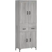 vidaXL Hoge kast 69,5x34x180 cm bewerkt hout grijs sonoma eikenkleurig