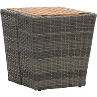 vidaXL Theetafel 41,5x41,5x43 cm poly rattan massief acaciahout grijs