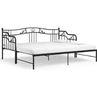 vidaXL Slaapbank uittrekbaar metaal zwart 90x200 cm