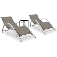 vidaXL Ligbedden 2 st met tafel aluminium taupekleurig