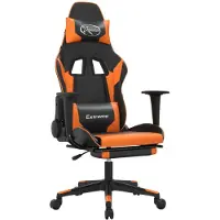 vidaXL Gamestoel met voetensteun kunstleer zwart en oranje