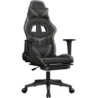 vidaXL Gaming stoel met voetsteun, zwart en grijs, kunstleer