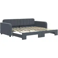 vidaXL Slaapbank met onderschuifbed 90x190 cm fluweel donkergrijs