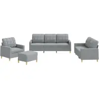 vidaXL 4-delige Loungeset met kussens stof lichtgrijs