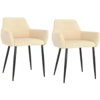 vidaXL Eetkamerstoelen 2 st fluweel crèmekleurig