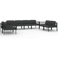 vidaXL 8-delige loungeset voor de tuin met kussens, aluminium, antraciet