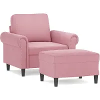 vidaXL Fauteuil met voetenbank 60 cm fluweel roze