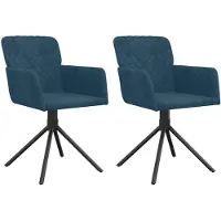 vidaXL Eetkamerstoelen draaibaar 2 st fluweel blauw